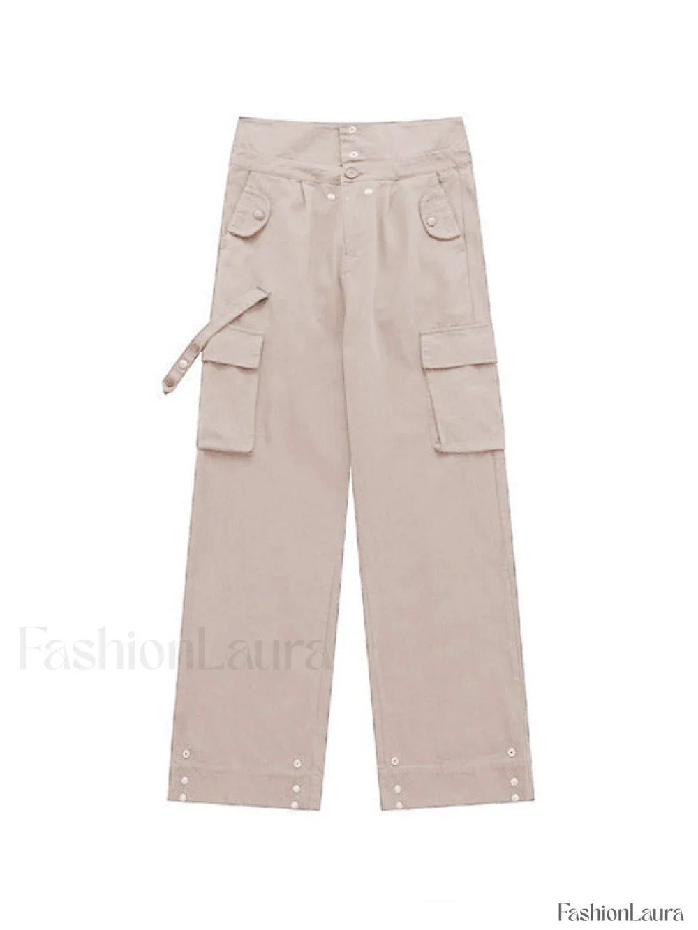 Buttoned High Waisted Cargo Pants Cargo Pants