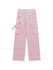 Buttoned High Waisted Cargo Pants Cargo Pants