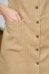 Buttoned Tie Sleeveless Round Neck Work Dress