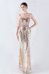 Boned Sequin Embroidered Formal Dress