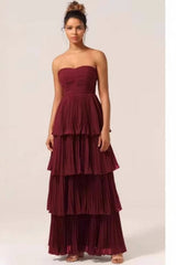 Ruched Bustier Tiered Hem Formal Dress
