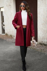 Wool Blend Solid Longline Coat coats