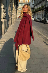 Scarf Collar Single Breasted Wool Coat coats