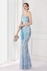 Sparkle Beaded V Neck Party Gown Formal Dress S / Blue