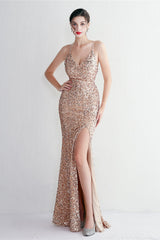 Elegant Velvet Sequin Party Dress Gold / S