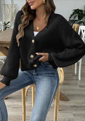 Short Knit Long Sleeve Cardigans