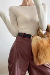 Fine Gauge Wool Ripple Stitch Knit Top