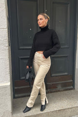 Striped Turtleneck Bell Sleeve Sweater