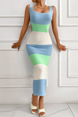 Backless Strap Tie-Dye Slim Sweater Dress