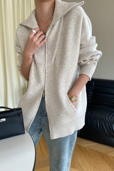 Double Zipper Shawl Collar Sweater
