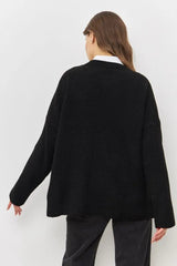 Casual Crew Neck Loose Solid Sweater