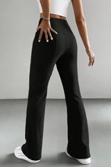 High Waist Ribbed Flared Knit Pants
