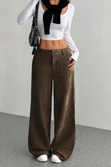 Pockets Wide Leg Knit Pants