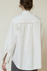 Long Sleeve Cotton Lapel Collar Blouse