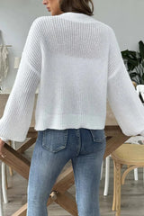 Short Floral Knit Long Sleeve Cardigan