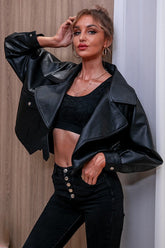 PU Leather Long Sleeve Jacket