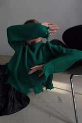 Edgy Distressed Crew Neck Solid Sweater