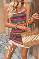 Colorful Strappy Knit Boho Dress