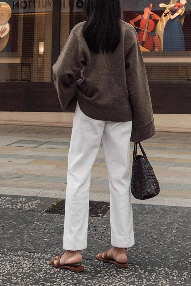 Solid Color Knit V Neck Coat coats