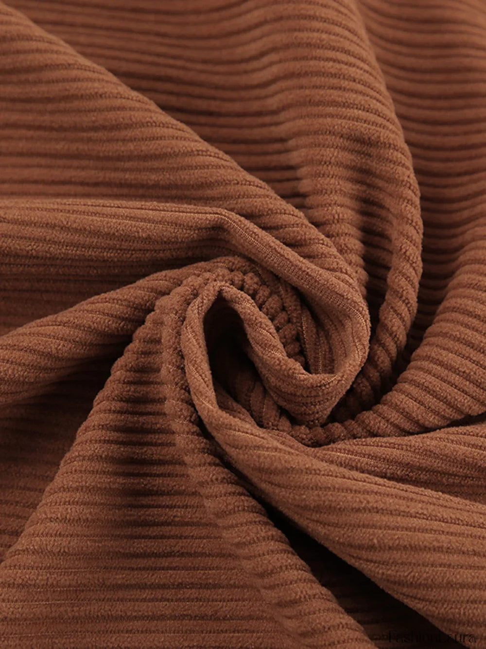 Caramel Corduroy Graceful Slit Midi Skirt Skirts