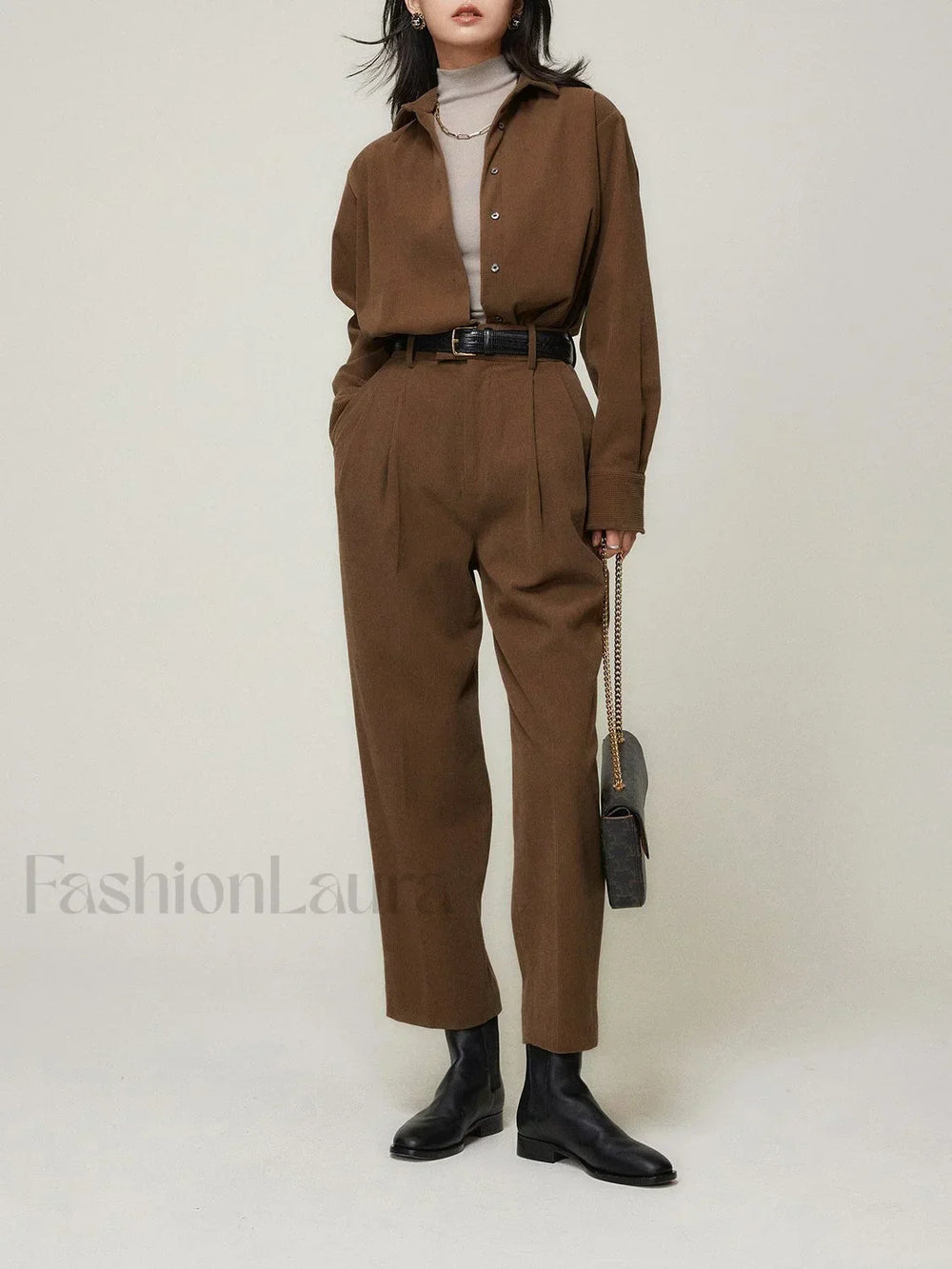 Caramel Smart Cropped Trendy Straight Leg Pants Pants