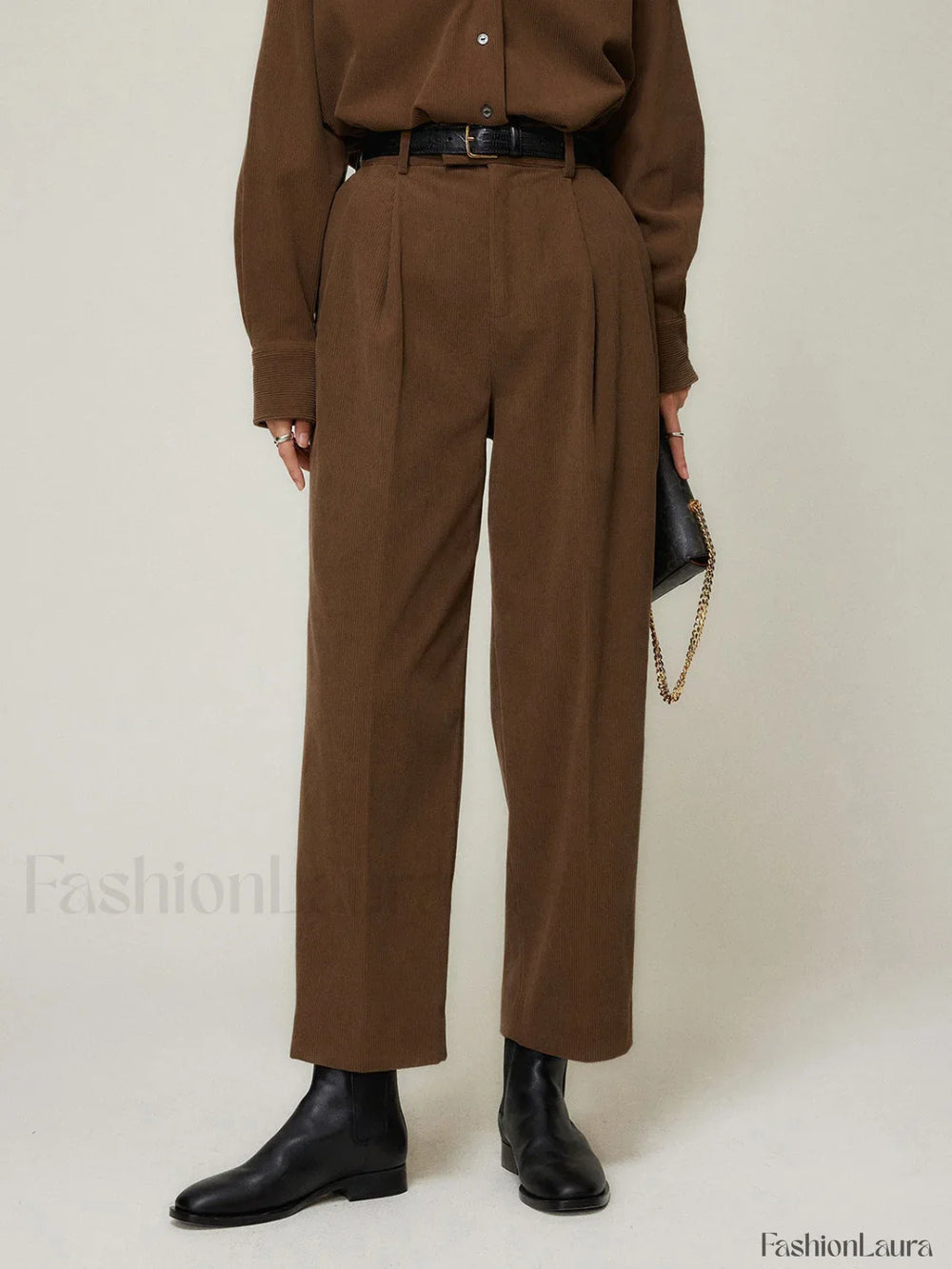 Caramel Smart Cropped Trendy Straight Leg Pants Pants
