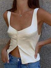Casual Button Front Strappy Top Off White / XS Tank Tops & Camis