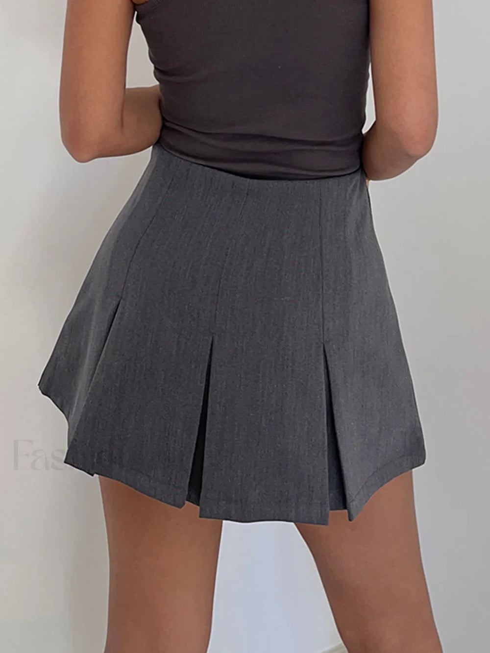 Casual Pleated Graceful Hem Mini Skort Skirts