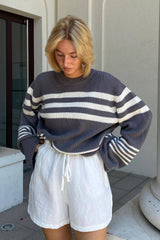 Color Block Stripe Knit Sweater