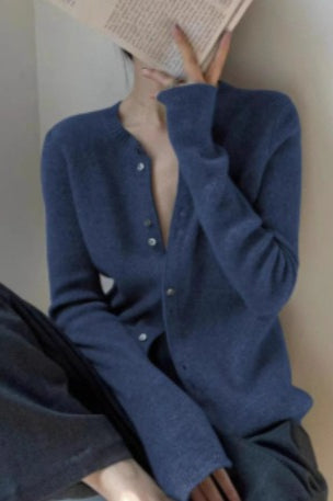 Tailored Knit Cardigan S / Blue