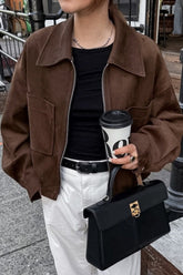 Brown Suede Oversized Vintage Jacket S / Brown