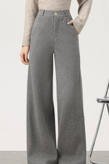 Fleece Lined Wool Blend Knit Pants
