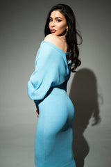 Deep V Backless Knit Sweater Dress