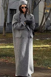 Button Detail Wool Blend Overcoat