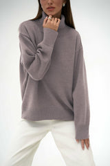 Basic Solid Knit Turtleneck Sweater