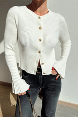 Solid Rib Knit Slim Cardigan