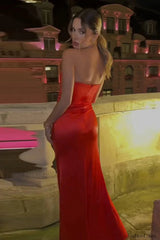 Celebrity Temperament Sexy Slim Tube Top Kinked Waist Maxi Dress