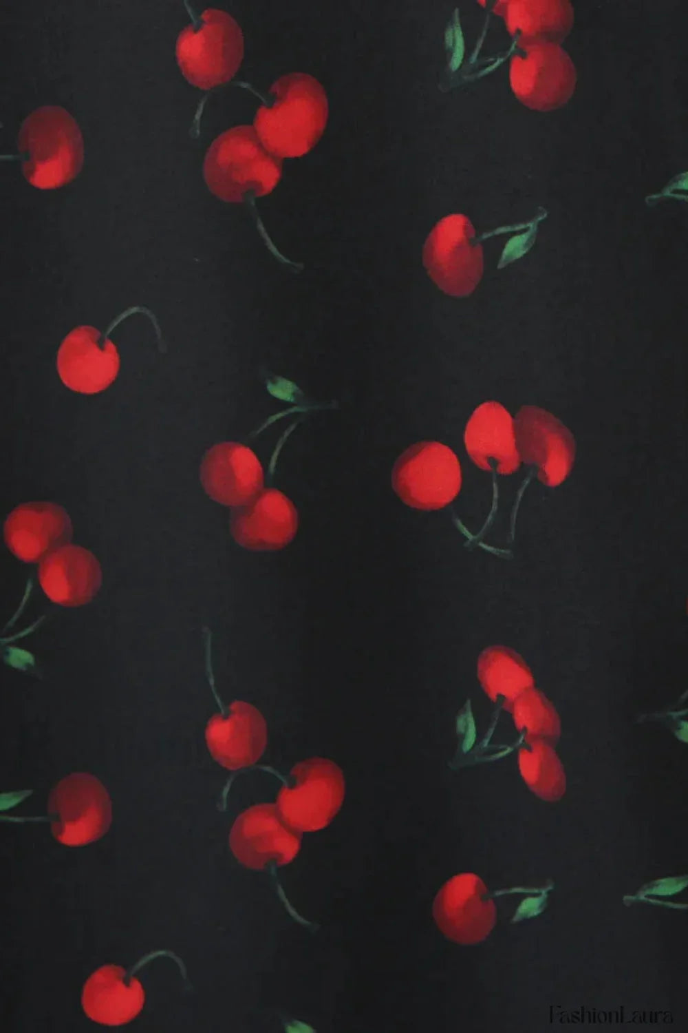 Cherry Print Deep V Halter Strap Neck Mini Dress