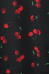 Cherry Print Deep V Halter Strap Neck Mini Dress