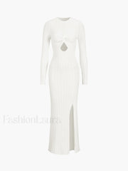 Coastal Allure Knotted Trendy Long Sweater Dress White / XS Sweaters L