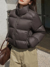 Cocoa Bean Stand Trendy Collar Quilted Puffer Coat Brown / S Winter Coats