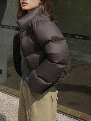 Cocoa Bean Stand Trendy Collar Quilted Puffer Coat Winter Coats