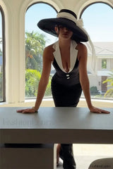 Collar Backless Split Slim Maxi Dress