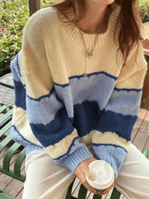 Color Block Striped Sweater Blue / ONE SIZE Sweaters