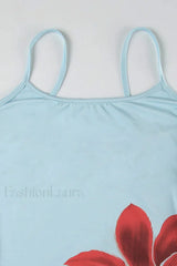 Colorful Printed Waist Slim Spice Girl Mini Dress