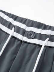 Contrast Binding Drawstring Trendy Straight Leg Pants Pants