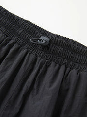 Contrast Piping Black Baggy Sweatpants Wide Leg Pants
