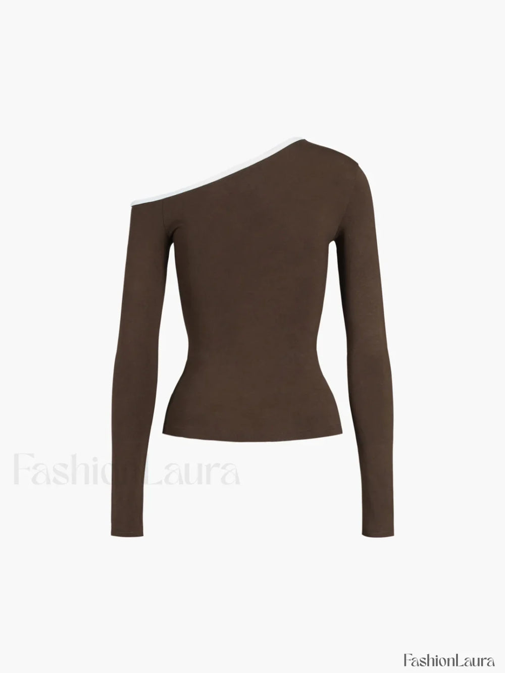 Contrast Trim Off Trendy Shoulder Long Sleeve Shirt T Shirts