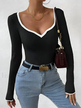 Contrast Trim Sexy Knit Top Black / XS Knit Tops