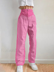 Corduroy Patchwork High Waist Straight Pants Straight Leg Pants